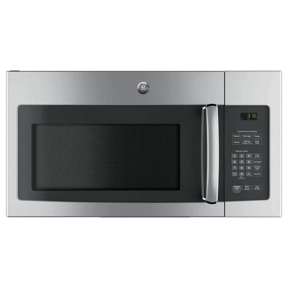 GE JNM3163RJSS 30' Stainless Steel Over-the-Range Microwave, 1.6 cu. ft. Capacity & 2-Speed Vent