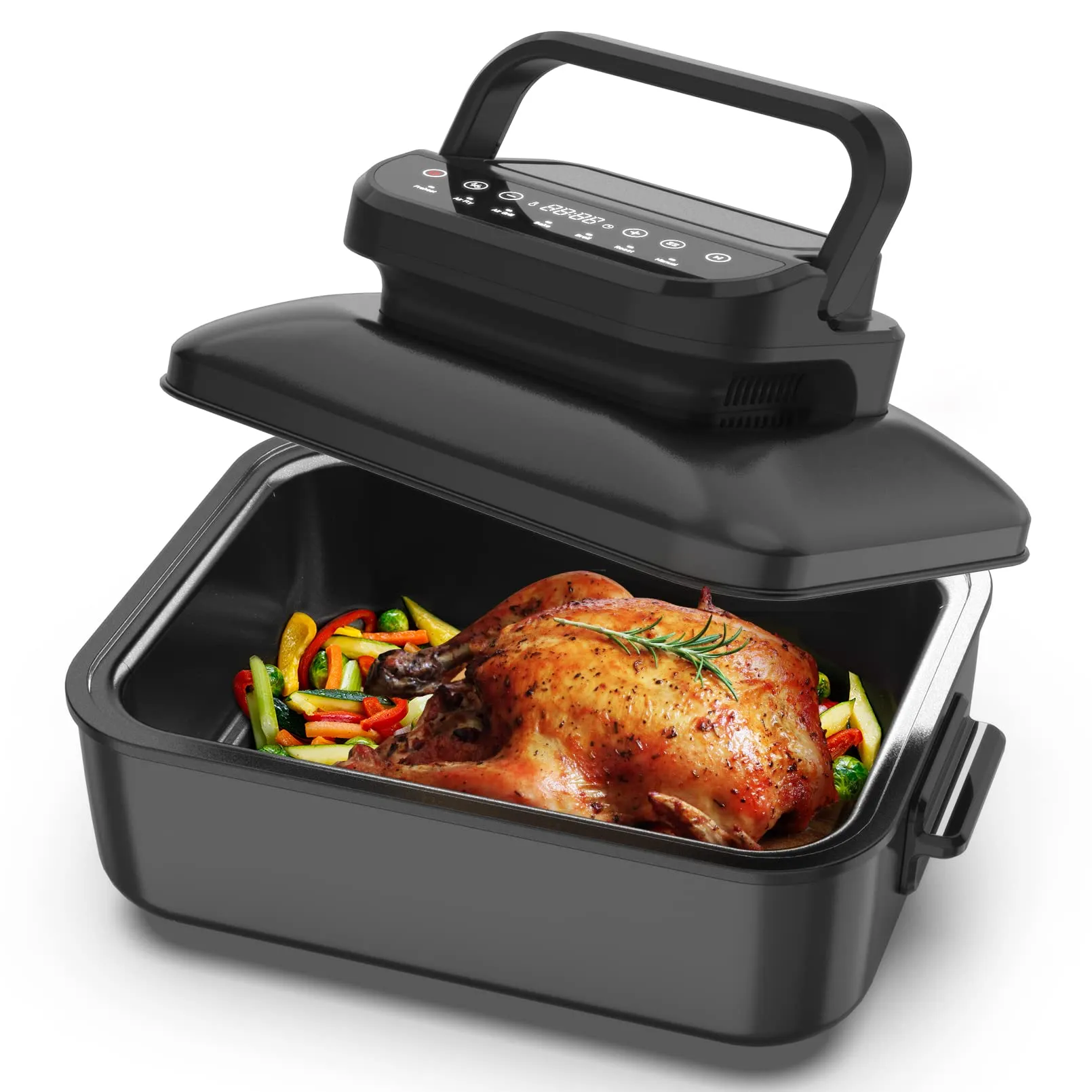 Geek Chef Air Fryer & Electric Indoor Grill Combo, 7-in-1 Tabletop Grill, Black