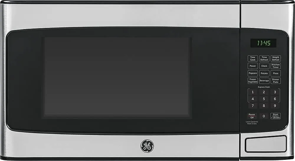 General Electric 1.1 Cu. Ft. Countertop Microwave, Stainless Steel, 950 Watts, Space-Saving Design