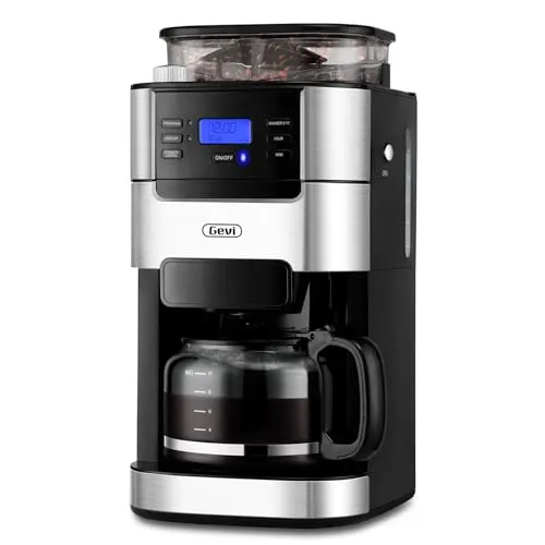 Gevi 10-Cup Drip Coffee Maker with Grinder, Programmable Brew Machine, 1.5L Water Tank