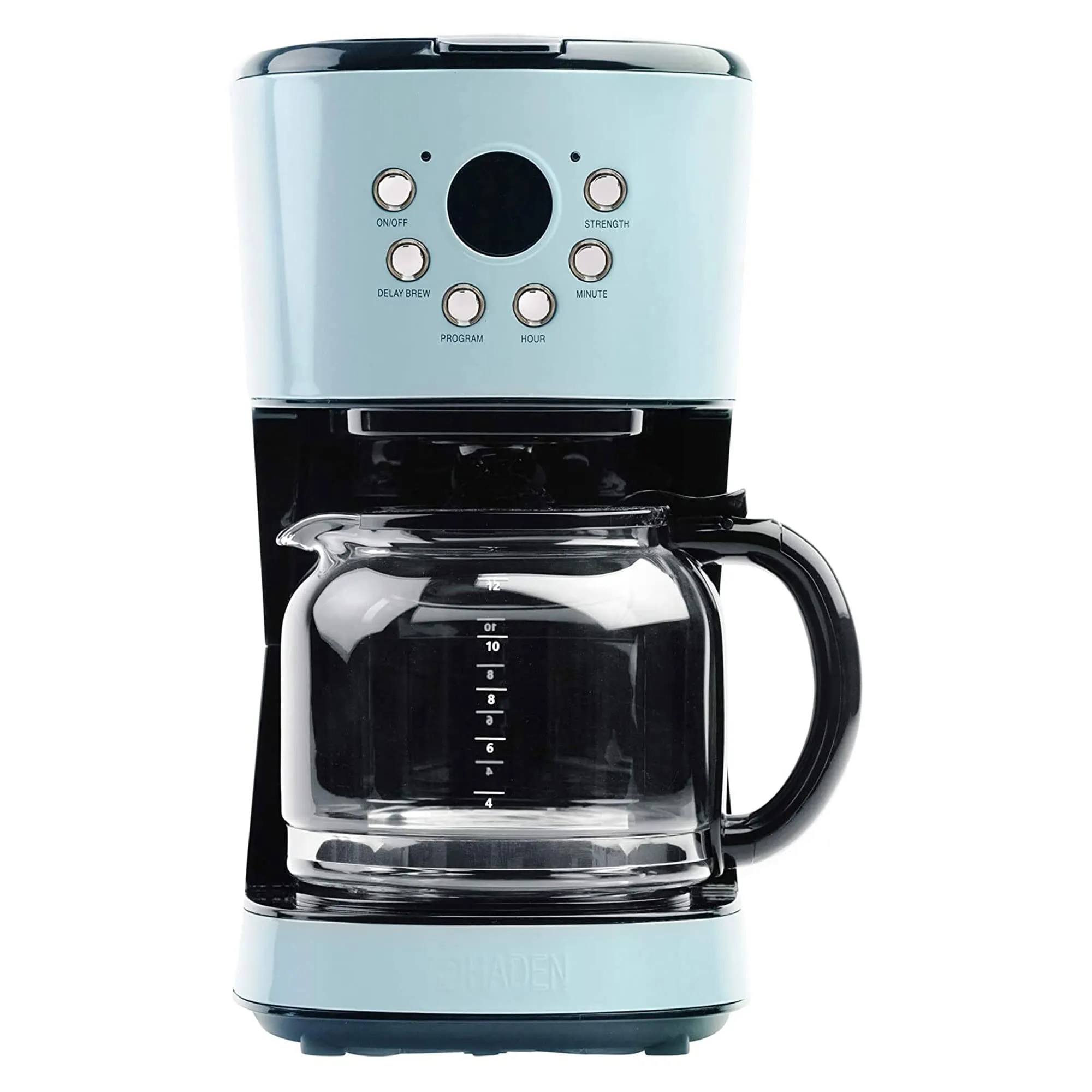 Haden 12-Cup Programmable Retro Coffee Maker Machine, Turquoise Blue with Glass Carafe