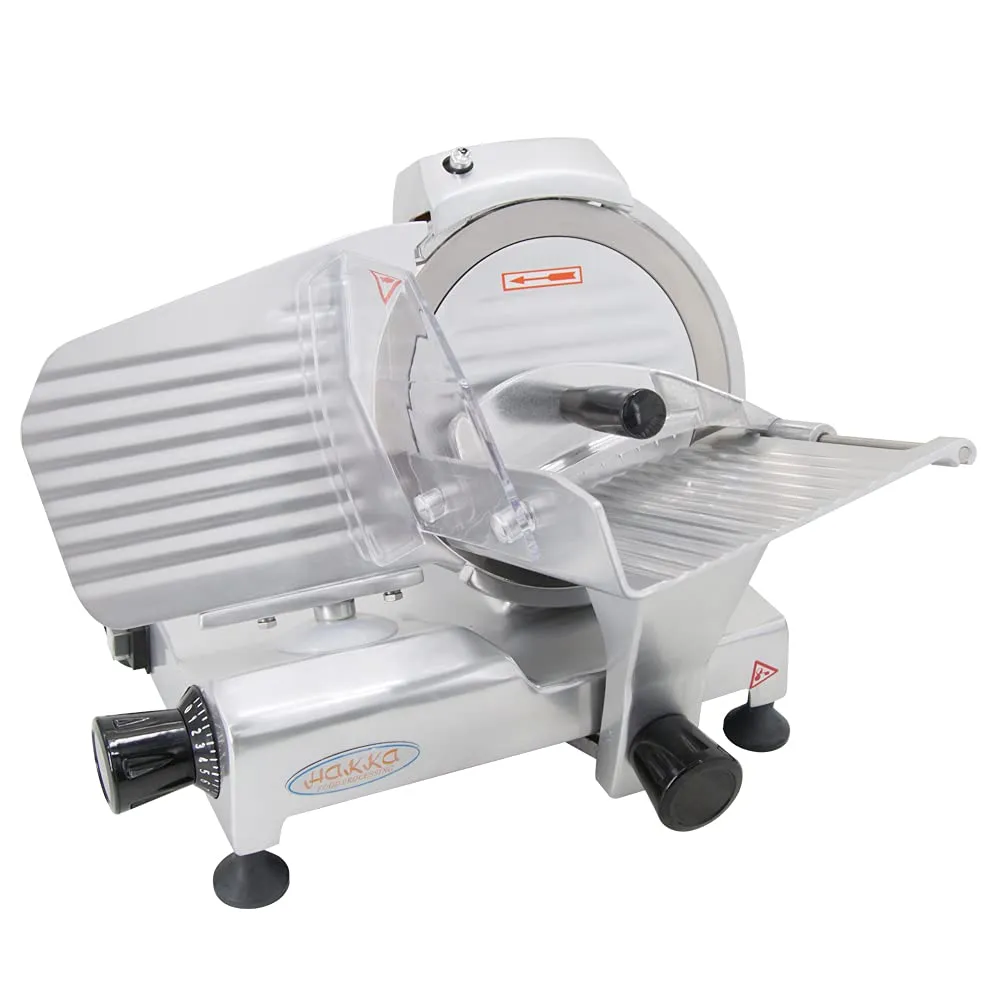 Hakka 9-Inch Commercial Meat Slicer with Adjustable Thickness, 1/6 HP, Built-in Blade Sharpener