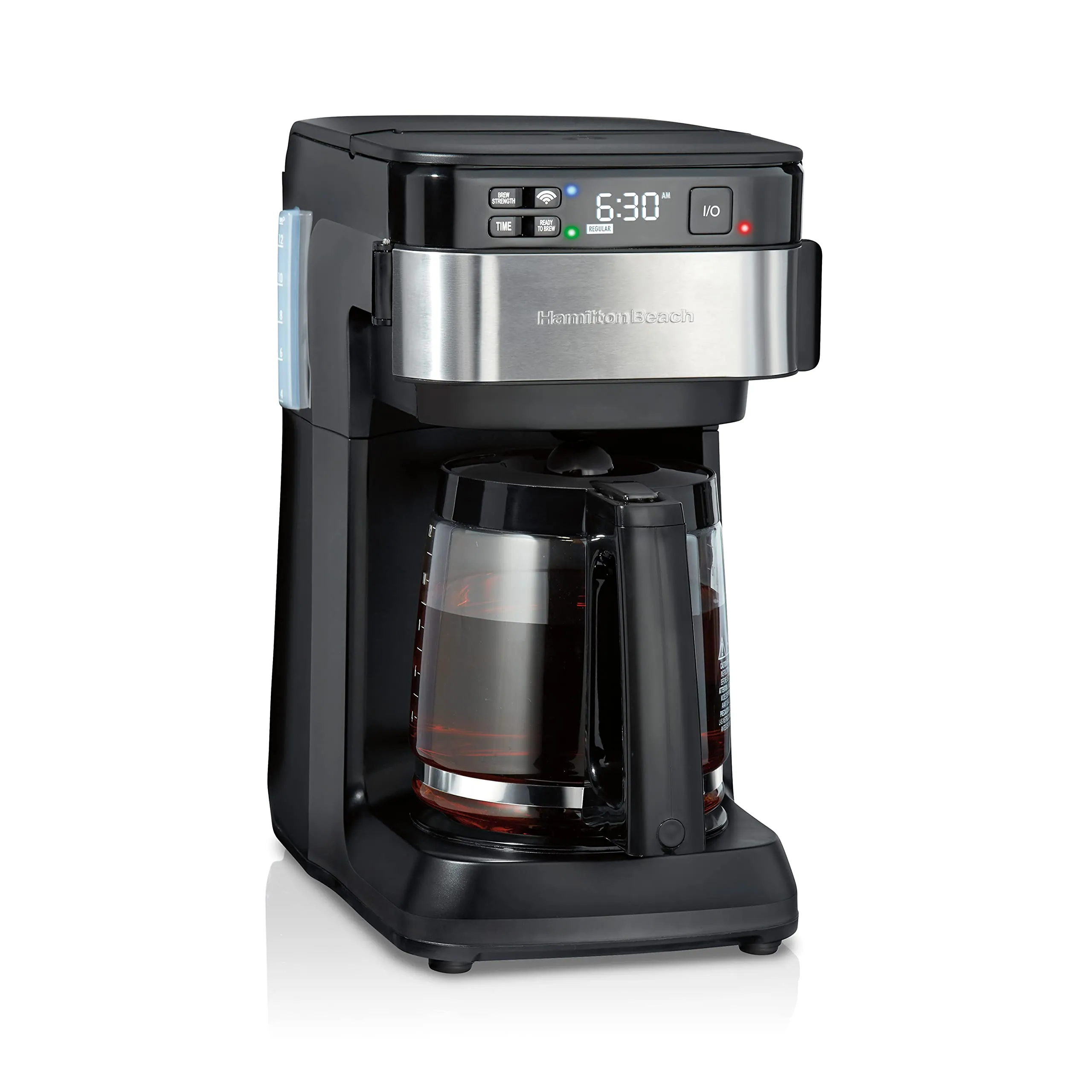 Hamilton Beach Alexa Smart Coffee Maker, 12 Cup Capacity, Programmable, Black & Stainless Steel