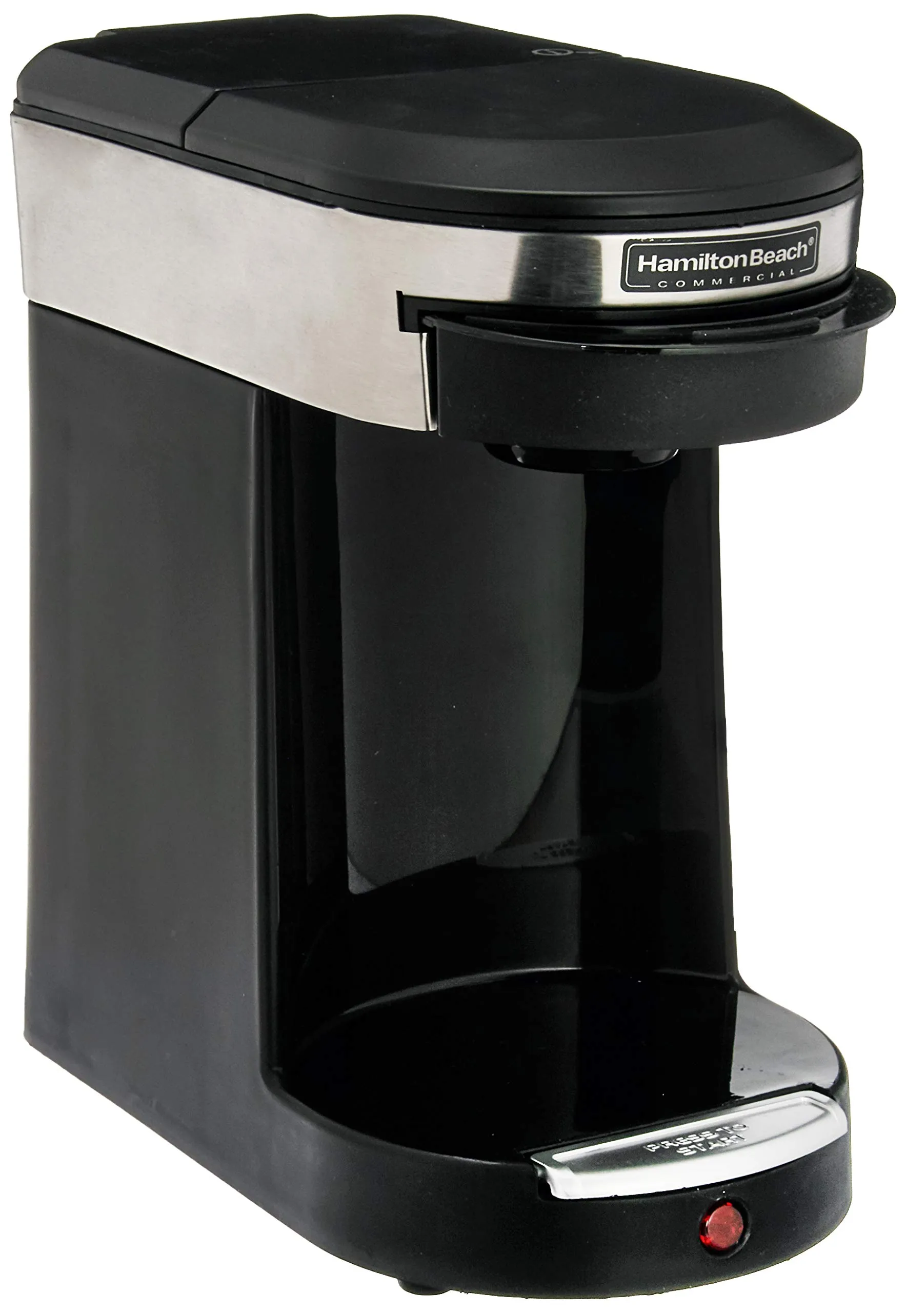 Hamilton Beach Commercial Deluxe Coffeemaker Black/Stainless Steel 1 Cup Pod Brewer 3-Minute Brew