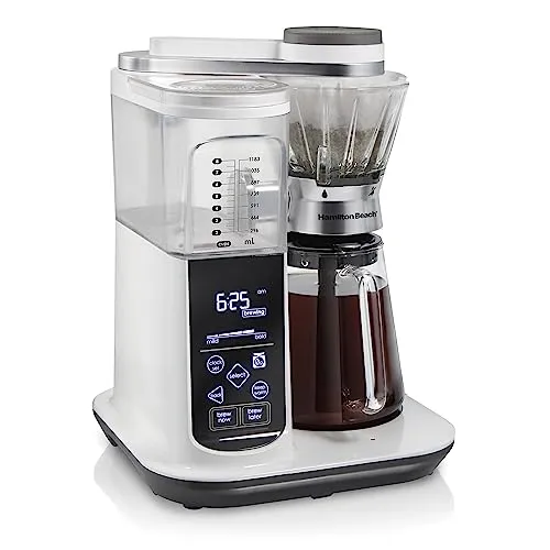 Hamilton Beach Craft Programmable Coffee Maker - 8 Cups, White, Barista-Quality, Integrated Scale