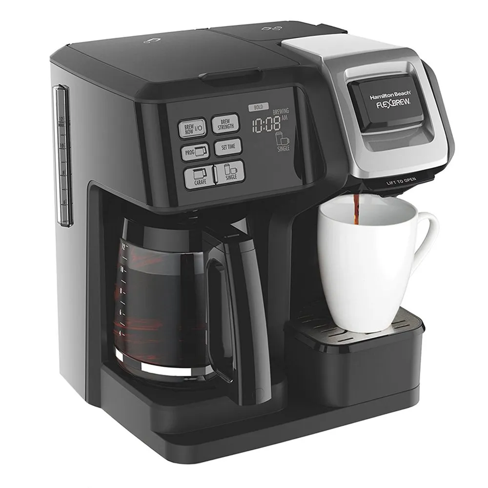 Hamilton Beach FlexBrew 2-Way Brewer Coffee Maker Bundle - Black, Programmable, Renewed