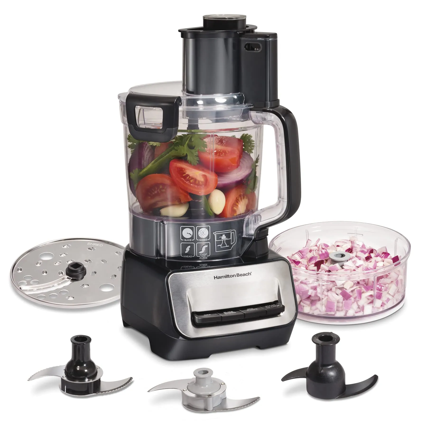 Hamilton Beach Stack & Snap Food Processor with 14-Cup & 4-Cup Bowls, BPA-Free, Black