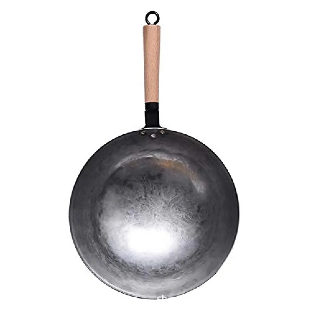 Handmade 32cm Iron Wok Frying Pan – Non-Stick Traditional Gas Cookware by TiStm