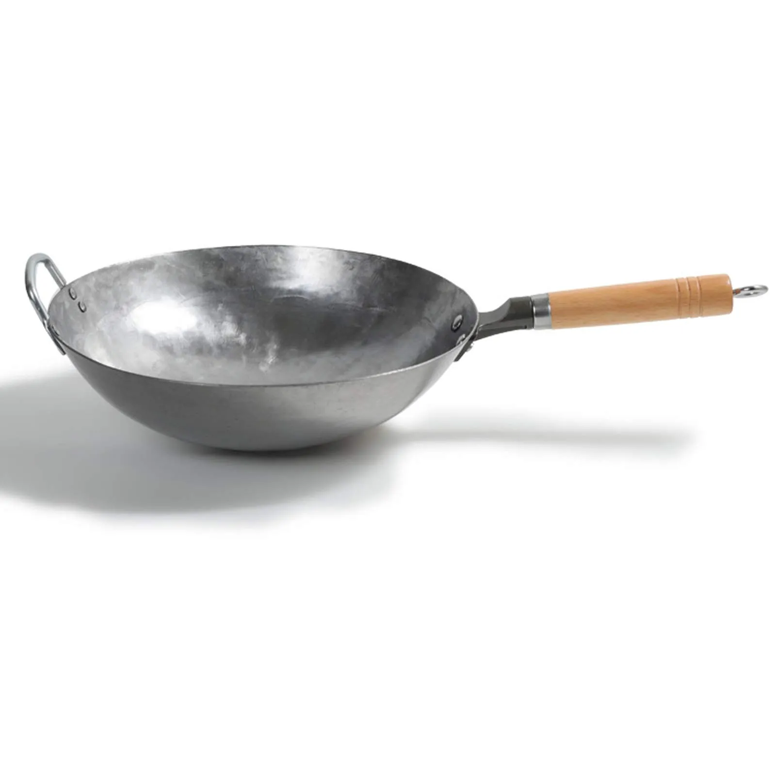 Handmade Iron Wok 36cm Non-Stick with Wooden Handle