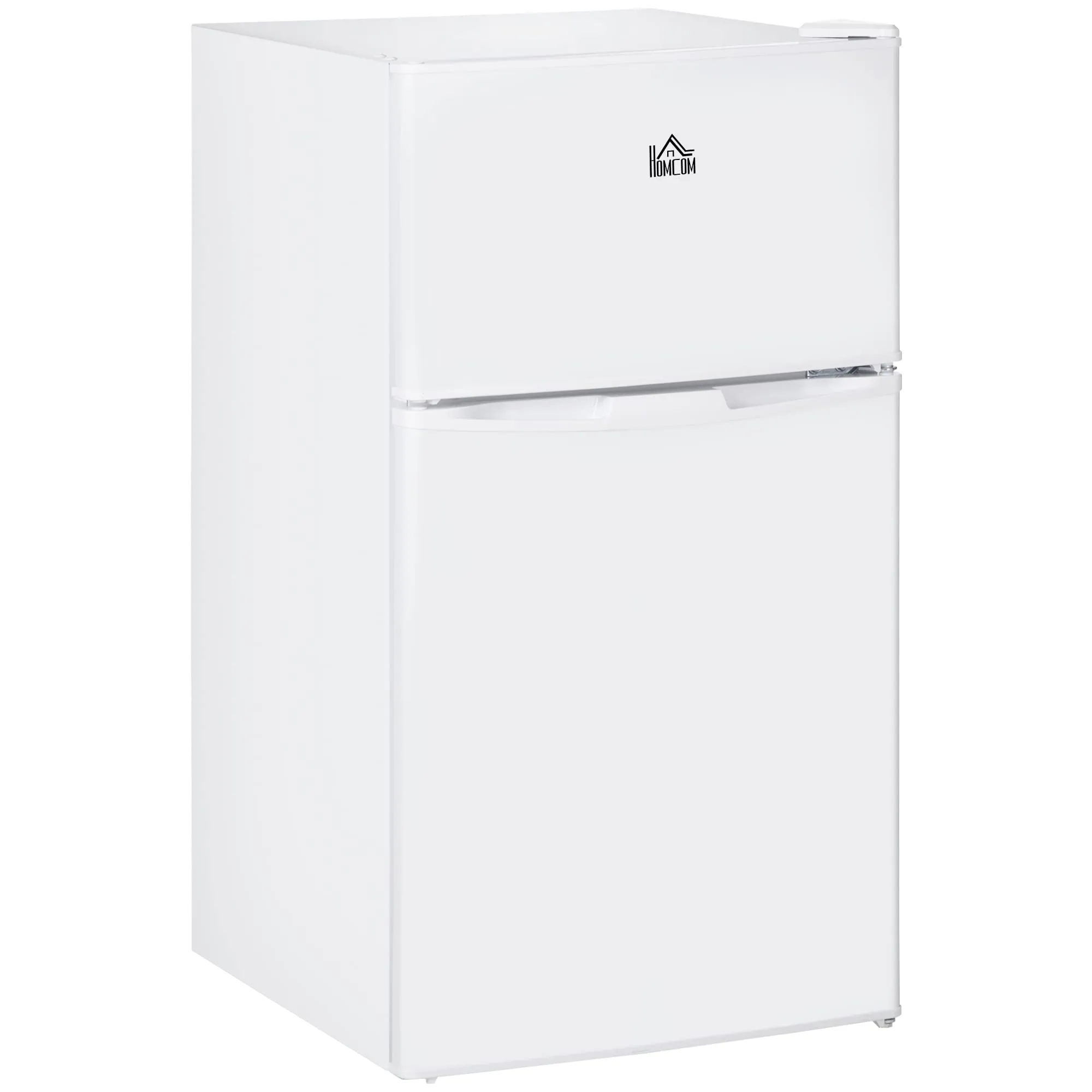 HOMCOM 3.2 Cu.Ft Mini Fridge with Freezer, Adjustable Thermostat, Reversible Door, White