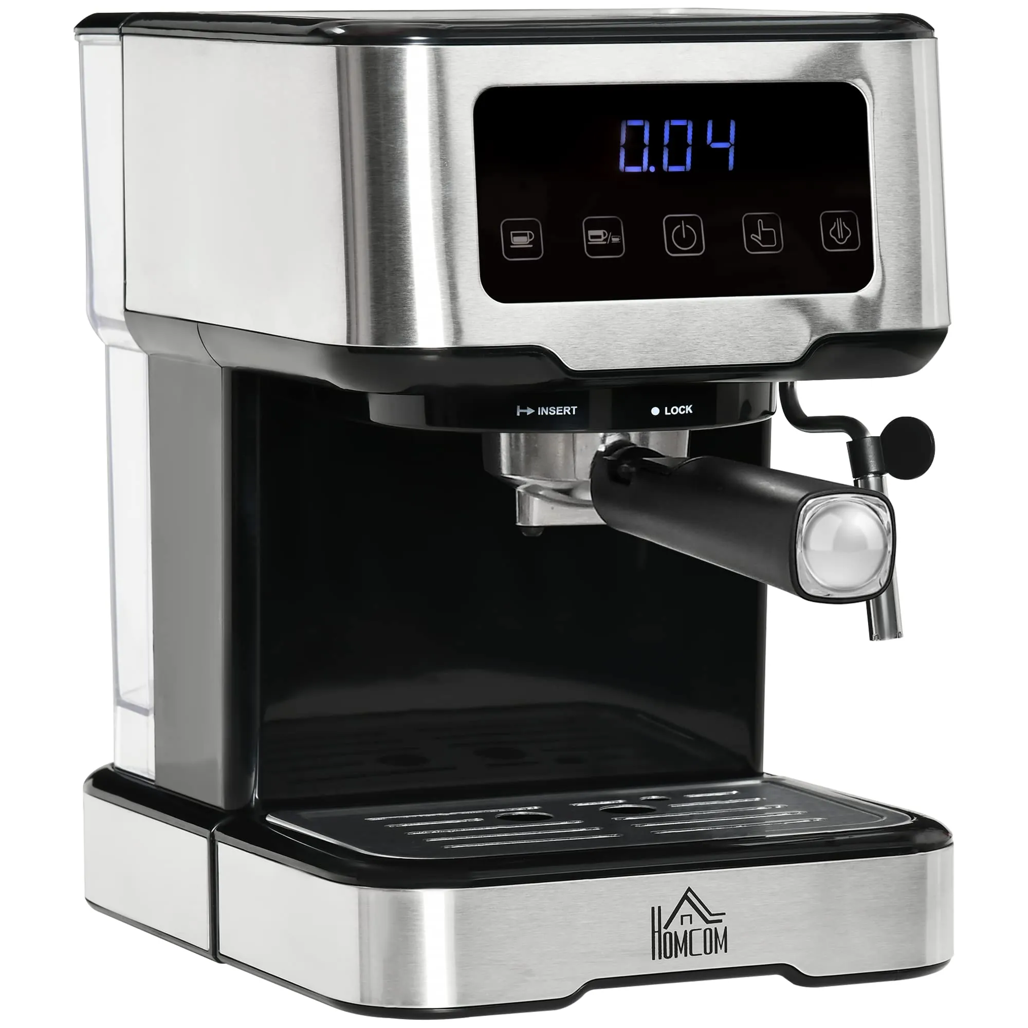 HOMCOM Espresso Machine with Milk Frother Wand, 15-Bar Pump Coffee Maker, 1.5L Tank