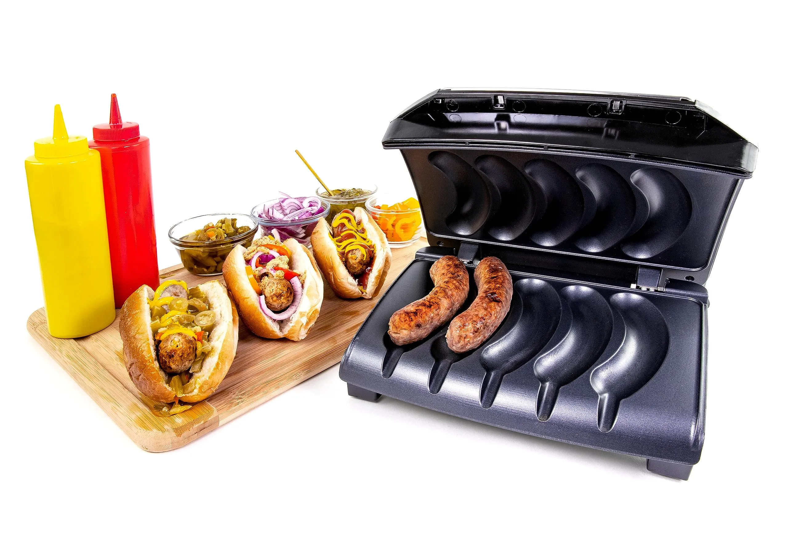 Homecraft Electric Sausage & Brat Grill for 5 Links, Non-Stick Surface, Quick Cooking