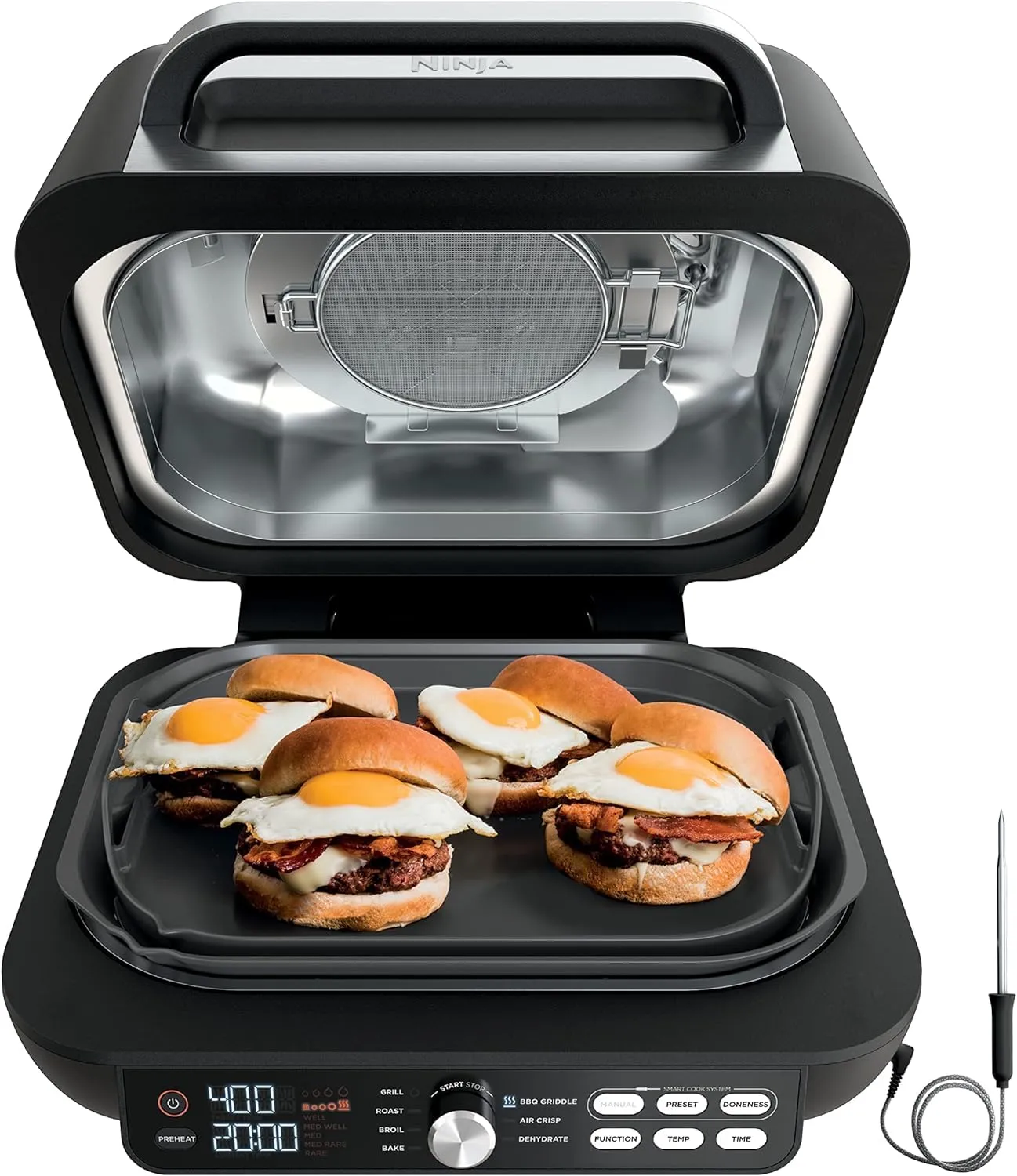 IG651 Smart XL Pro Indoor Grill/Griddle Combo, 6-in-1 Features, 500°F, Black