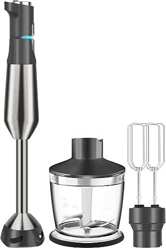 Immersion Blender GAVASTO JHB-328: 15 Speed, Turbo Mode, Scratch Resistant, 3-in-1 Heavy Duty