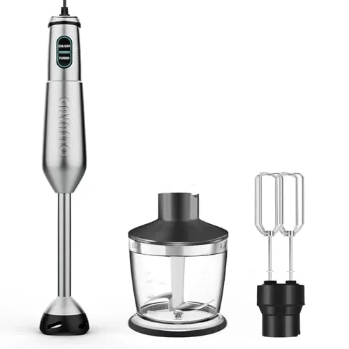 Immersion Blender Handheld 1000W with 20 Speeds, Scratch-Resistant, Stainless Steel, Food Processor