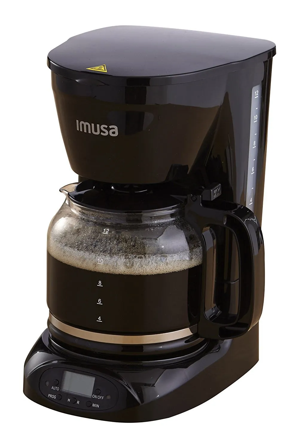 IMUSA 12-Cup Programmable Coffee Maker in Black with Drip-Free Spout and Warming Plate