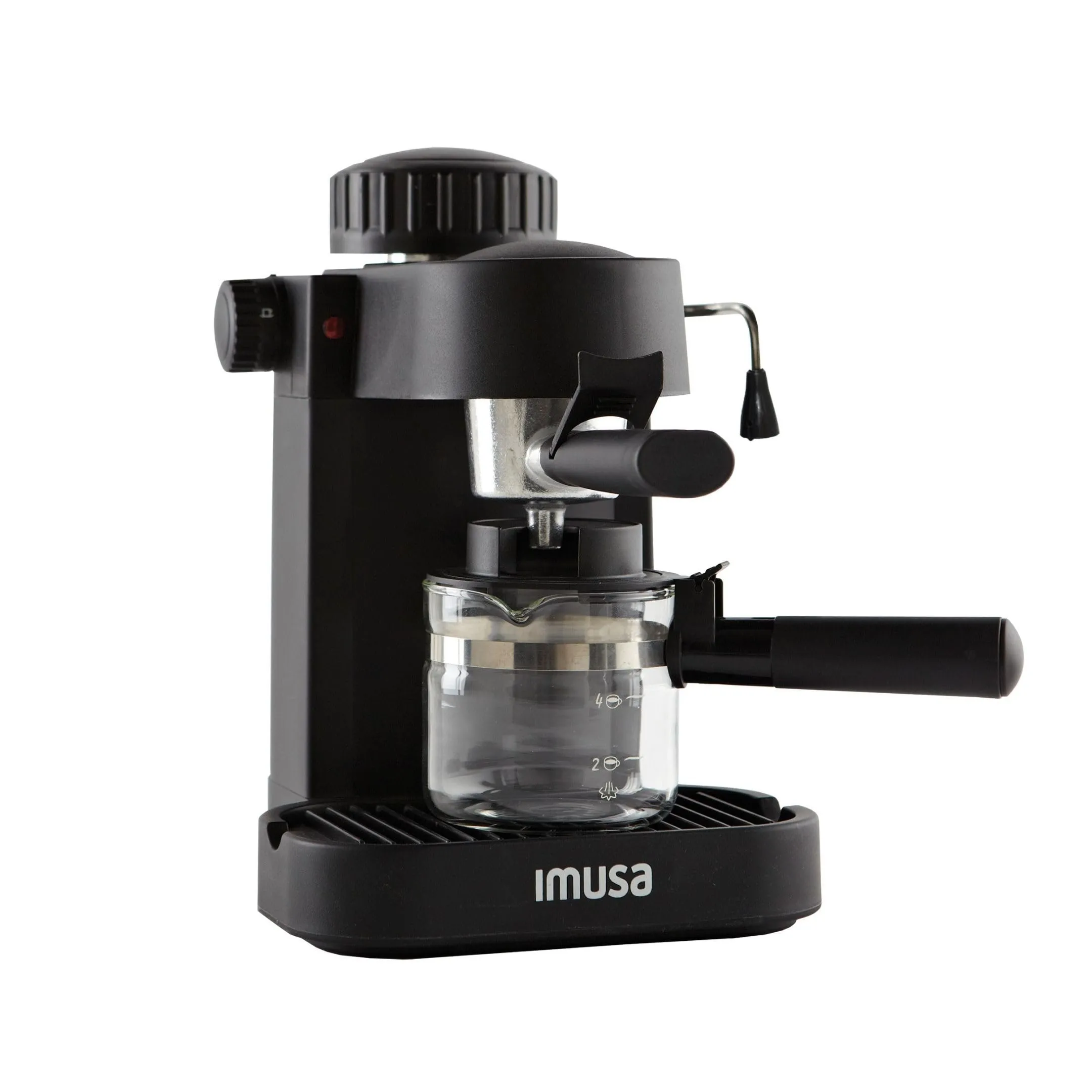 IMUSA 4 Cup Espresso Maker, Black Electric Cappuccino Machine with Removable Drip Tray