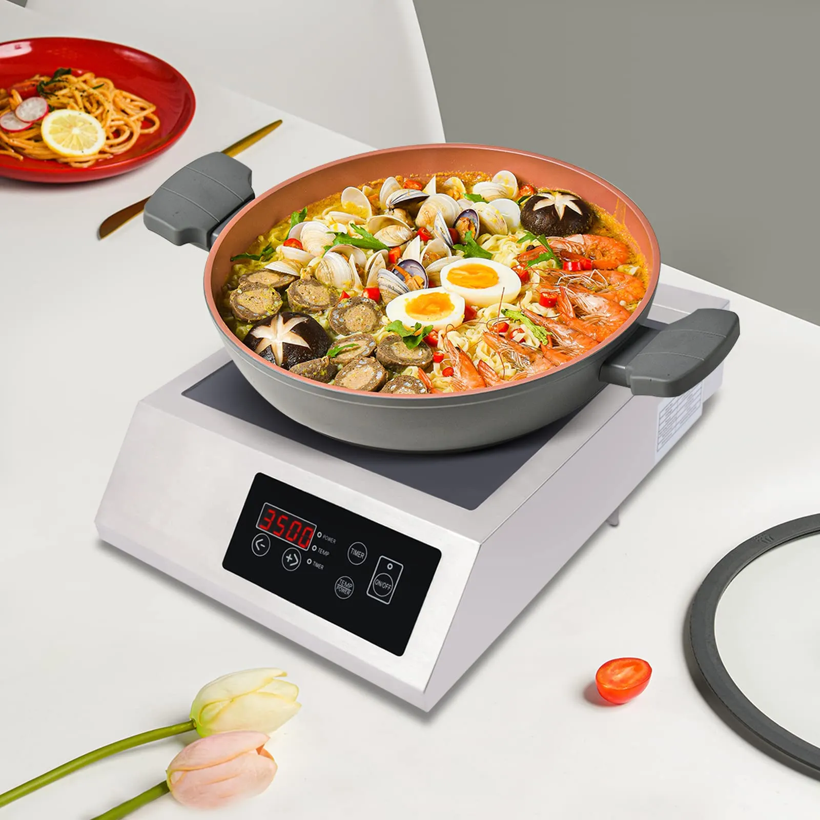 Induction Cooktop Countertop Burner 110V 100W-1800W with Timing Function – Waterproof, Safe & Durable