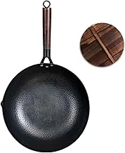 Iron Wok Traditional Cookware Non-Stick Wok with Lid for Authentic Cooking Experience