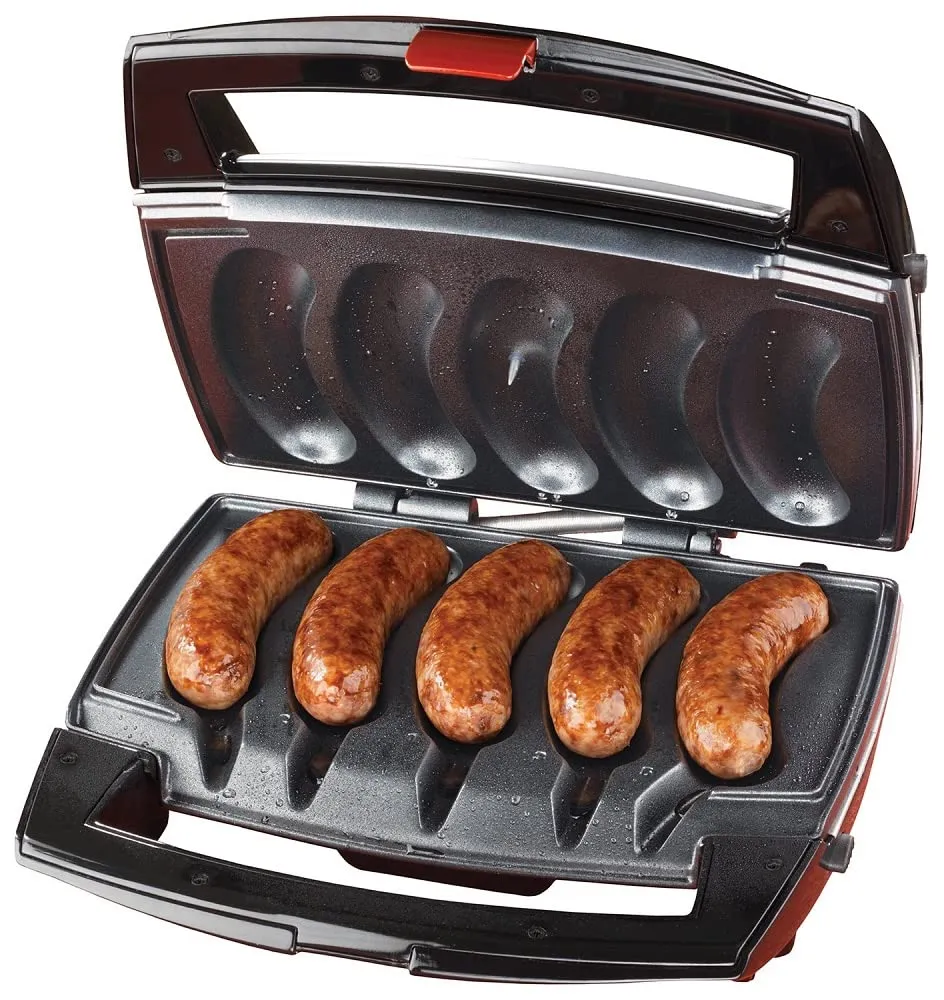 Johnsonville Sizzling Sausage Grill - Black/Stainless, Cooks 5 Sausages in Under 15 Minutes