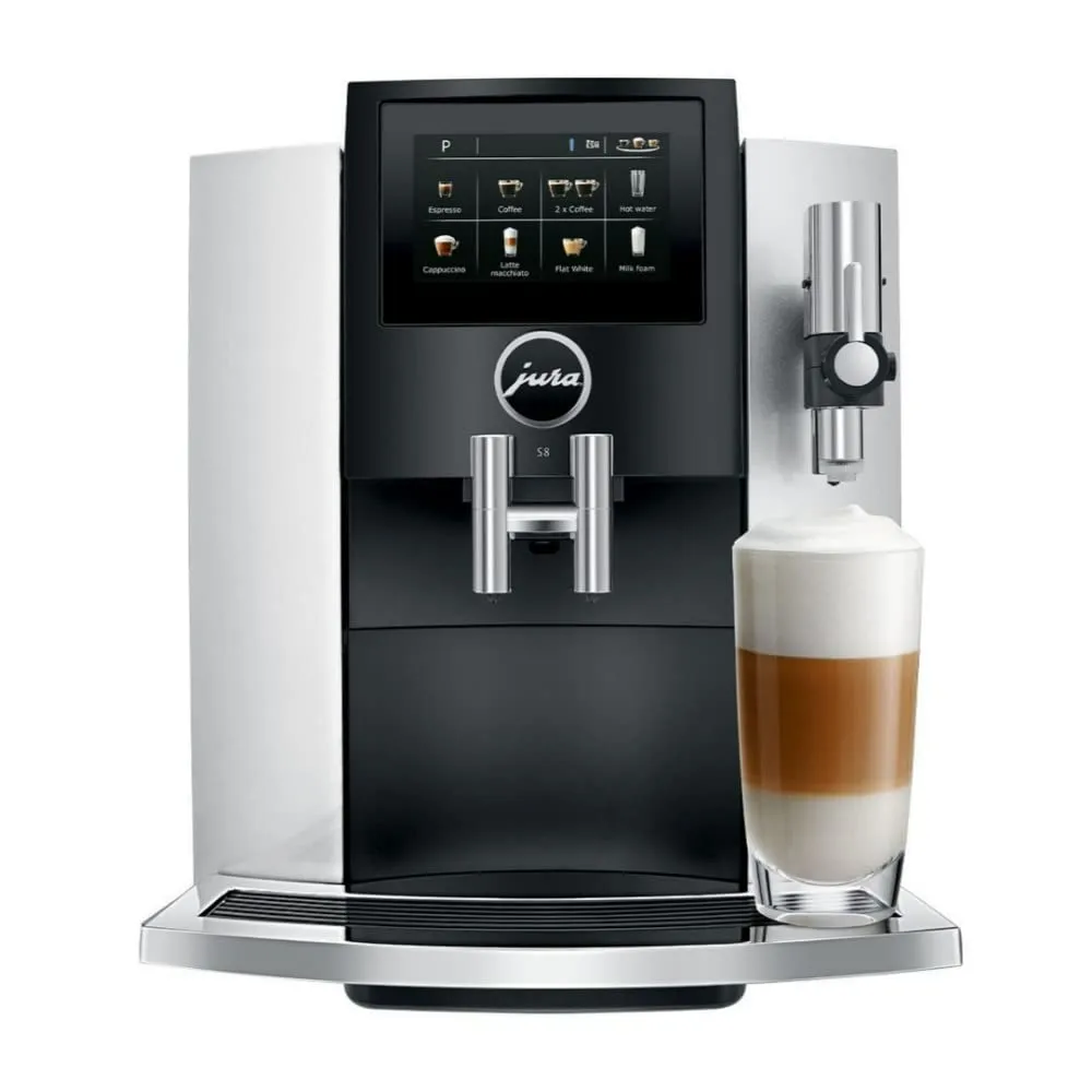 Jura S8 Automatic Coffee Machine 64 oz, Moonlight Silver, Certified Refurbished, 15 Drinks