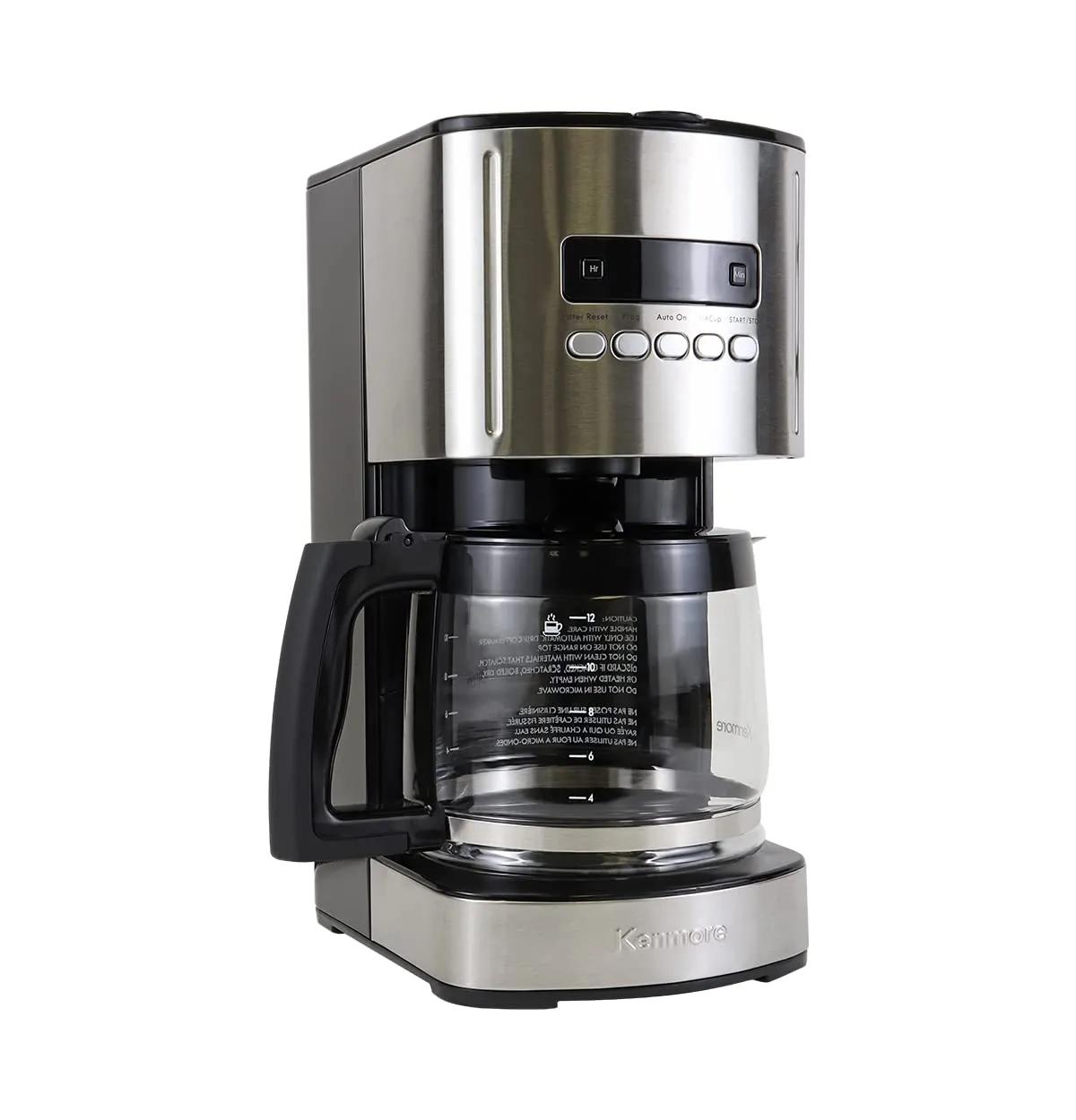 Kenmore Aroma Control Programmable 12-Cup Coffee Maker, Stainless Steel/Black, Glass Carafe