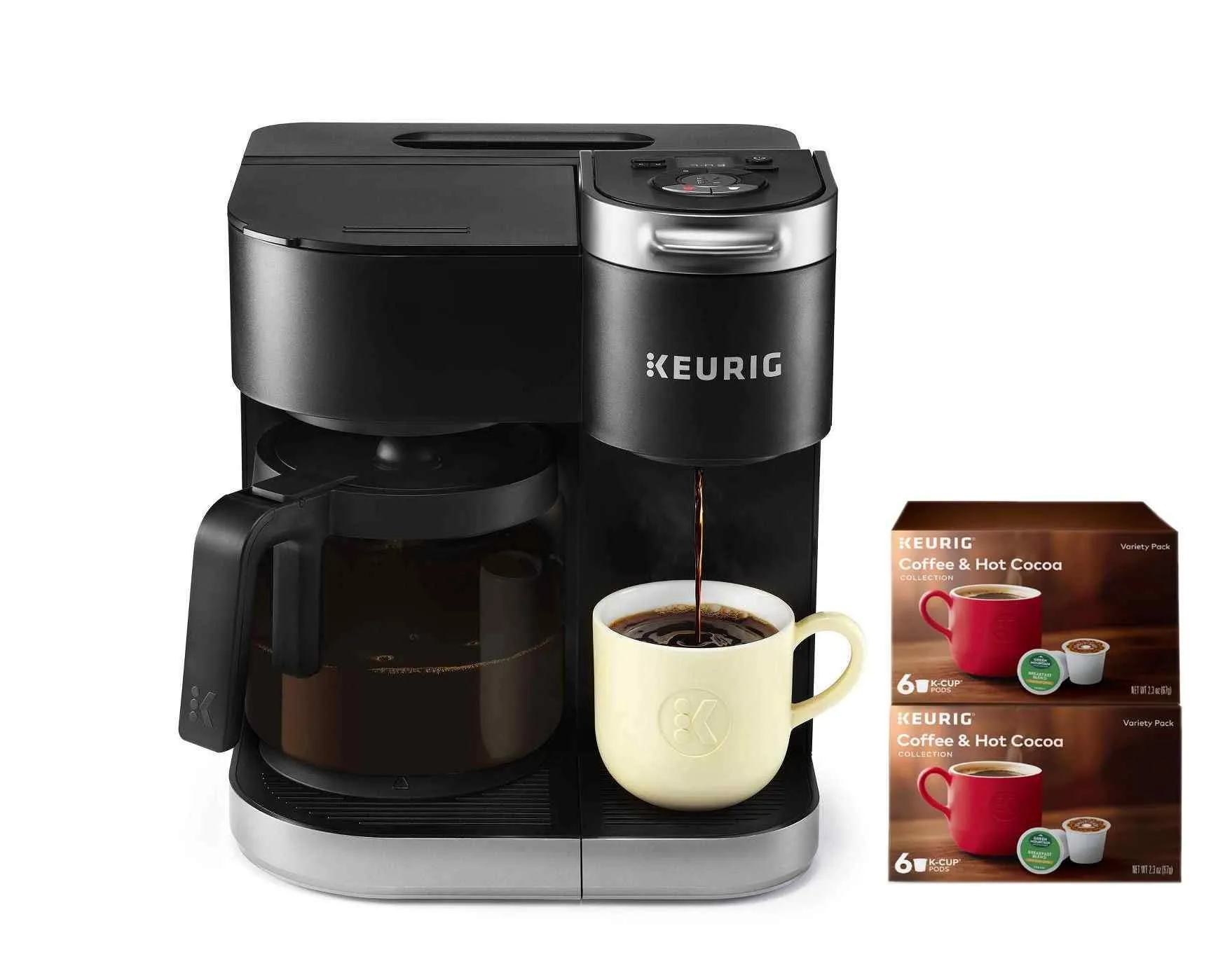 Keurig K-Duo Coffee Maker, Single Serve & 12-Cup Carafe, Black, Compatible with K-Cup Pods