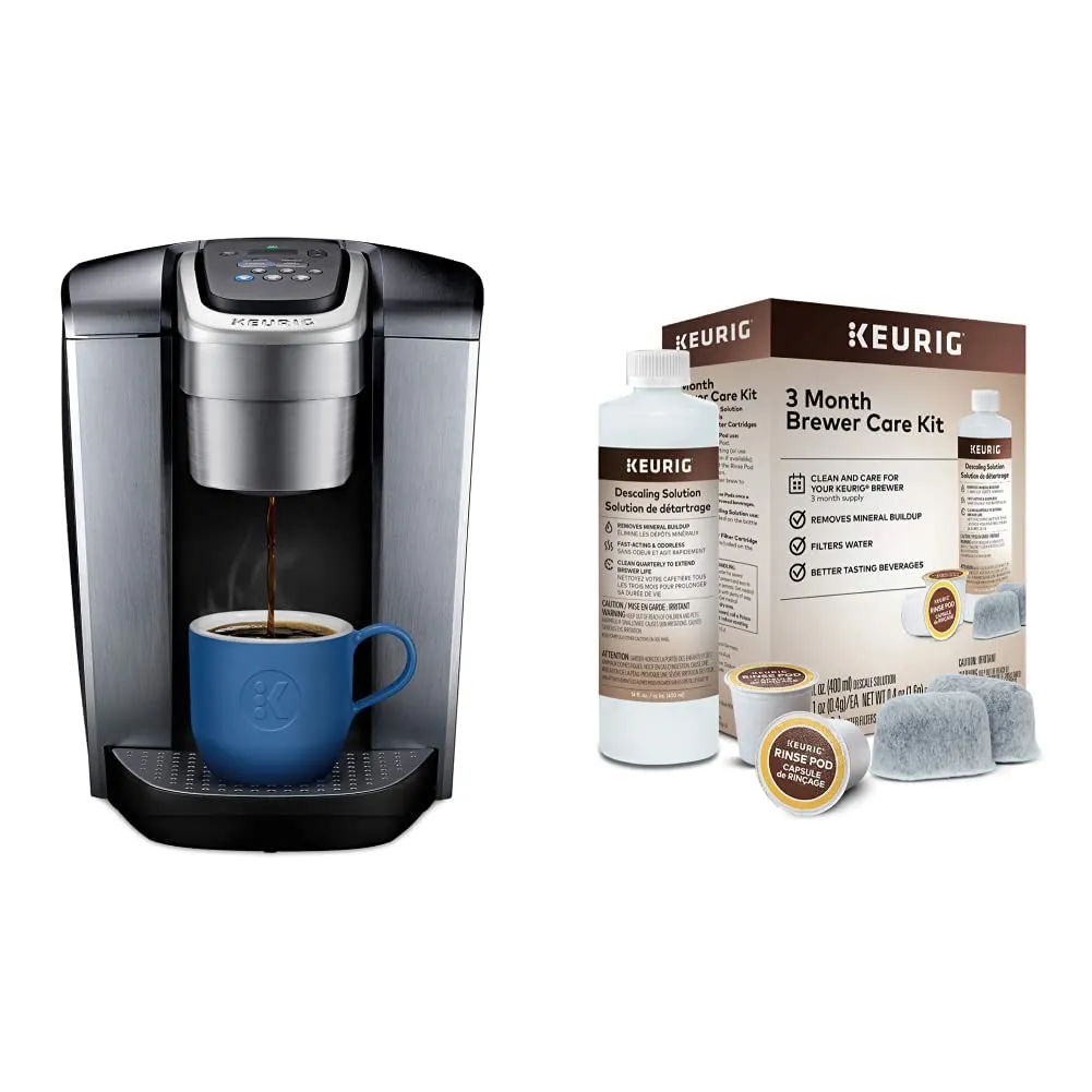 Keurig K-Elite Coffee Maker with Iced Coffee Capability & 3-Month Maintenance Kit, Brushed Silver