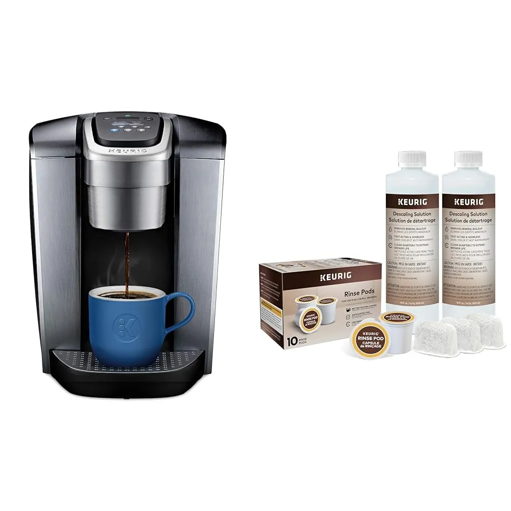 Keurig K-Elite Single-Serve Coffee Maker in Brushed Silver with Brewer Maintenance Kit