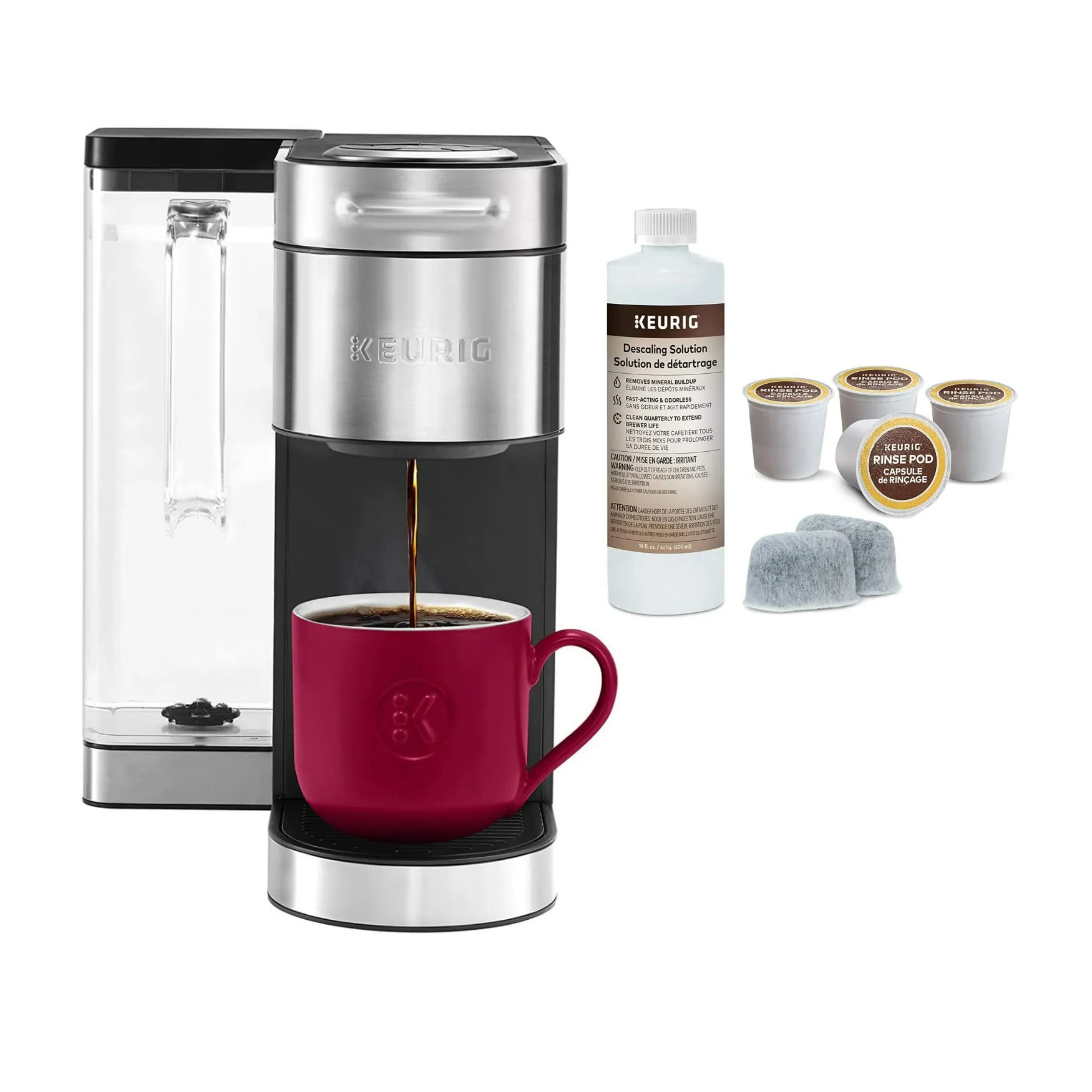 Keurig K-Supreme Plus Single-Serve Coffee Maker Bundle with 3-Month Maintenance Kit (Stainless Steel)