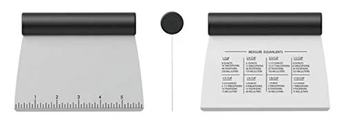 KitchenAid 6-Inch Stainless Steel Dough Scraper with Measurement Scale and Black TPE Handle