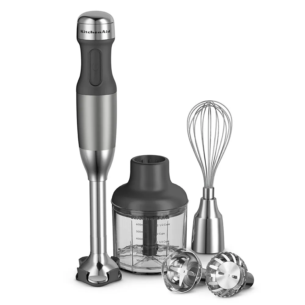 KitchenAid KHB2561CU 5-Speed Hand Blender - 8-Inch Contour Silver with Interchangeable Blades