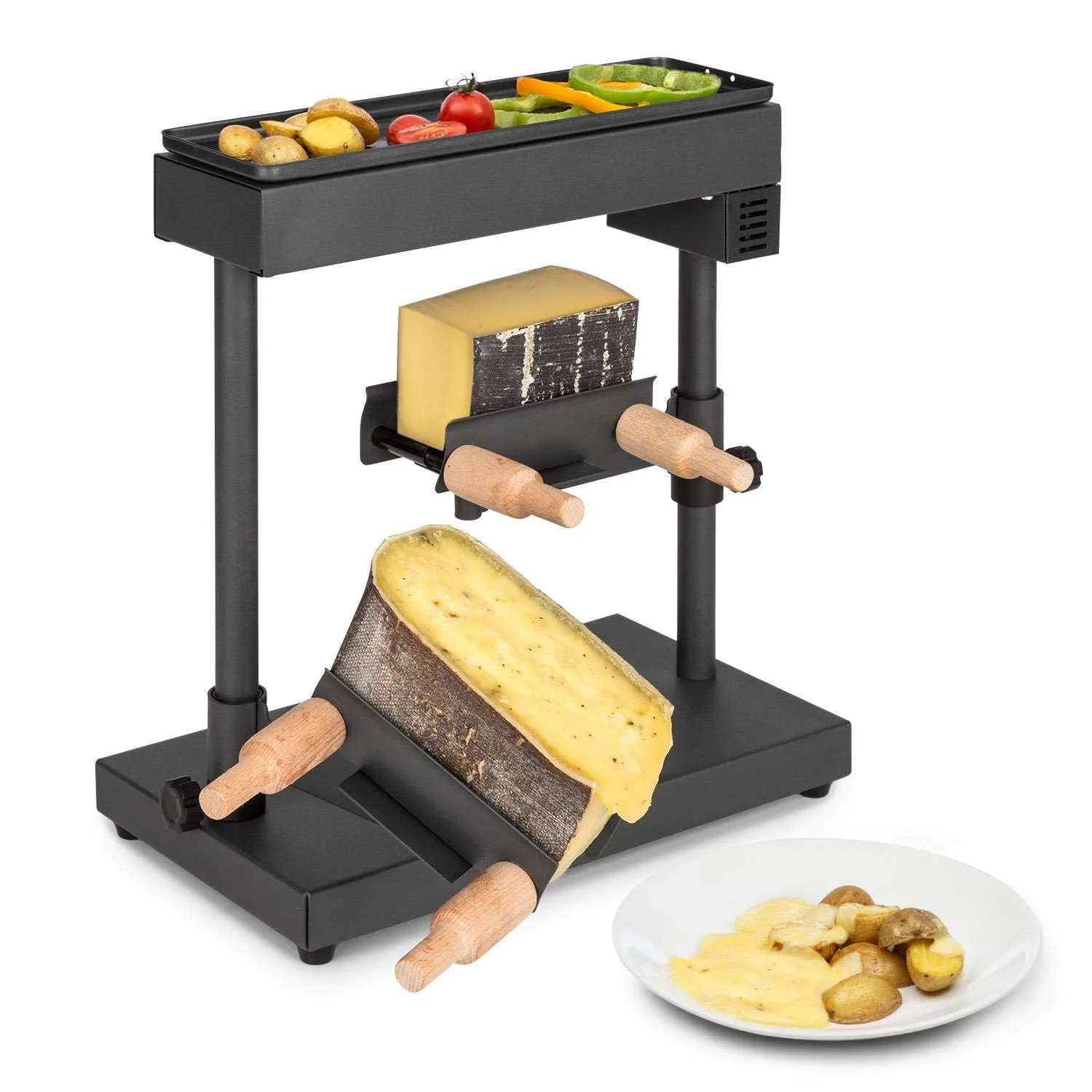 Klarstein Appenzell XL Raclette Grill 600W with Thermostat, Adjustable Height & Stainless Steel Surface