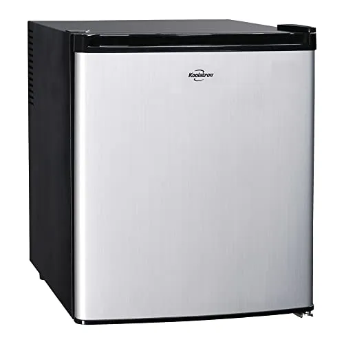 Koolatron Stainless Steel Compact Fridge with Freezer, 1.6 Cu. Ft. Capacity, Silver & Black