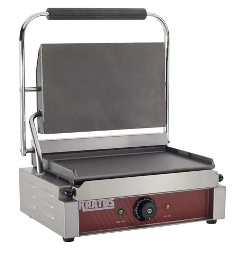 Kratos 29Y-021 Commercial Panini Grill, 14'x9' Smooth Plates, Durable Stainless Steel