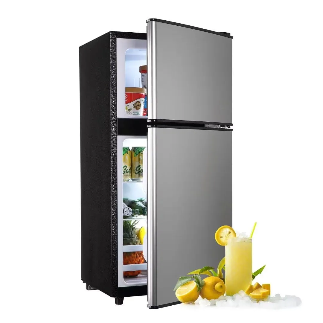 Krib Bling-FLS-80-SILVER Mini Fridge with Freezer - 3.5 Cu.Ft Capacity, Whisper Quiet Silver