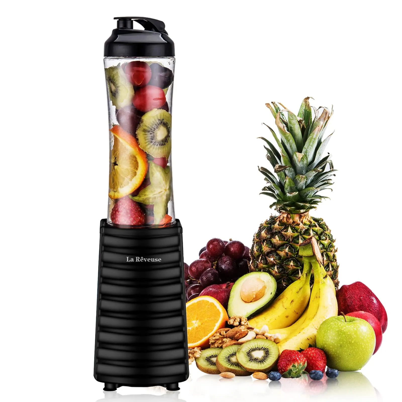 La Reveuse Smoothies Blender 300W with 18oz BPA-Free Portable Bottle - Black