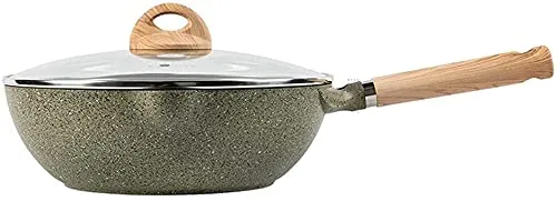 Large-Capacity Non-Stick Wok with Glass Lid & Anti-Scalding Handle, 28cm for Easy Cooking