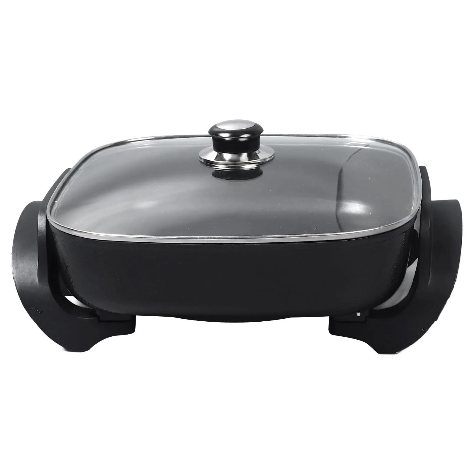 Large Capacity Electric Frying Pan with Transparent Cover - Non-Stick, Multifunctional, 110V