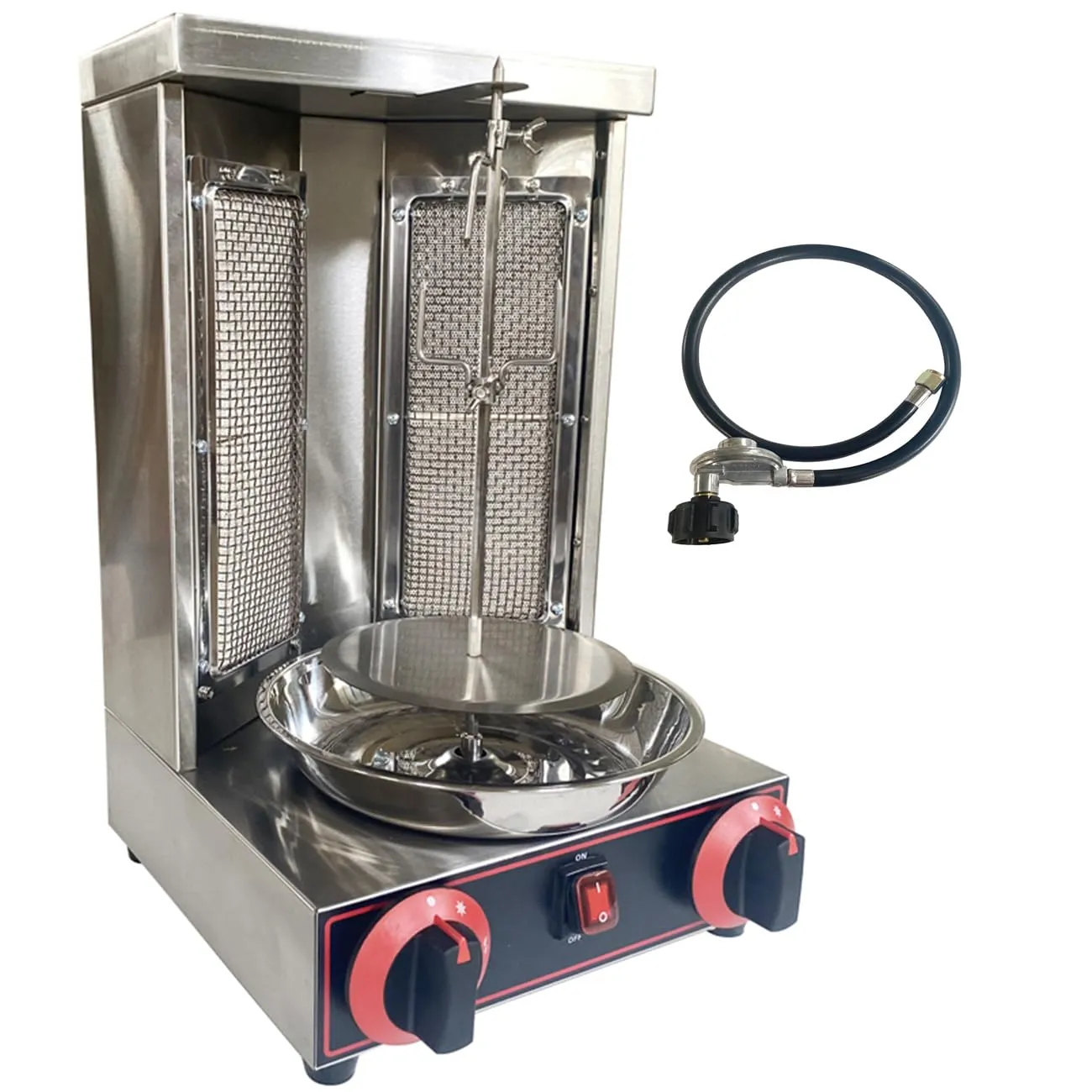 LPG Shawarma Doner Kebab Machine with Adjustable Height & Temperature Control, 2 Burner Grill