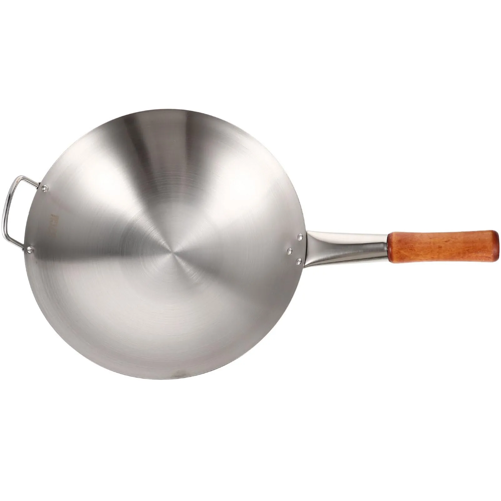 Luxshiny 49X30CM Stainless Steel Non-Stick Wok with Wooden Handle for Versatile Cooking