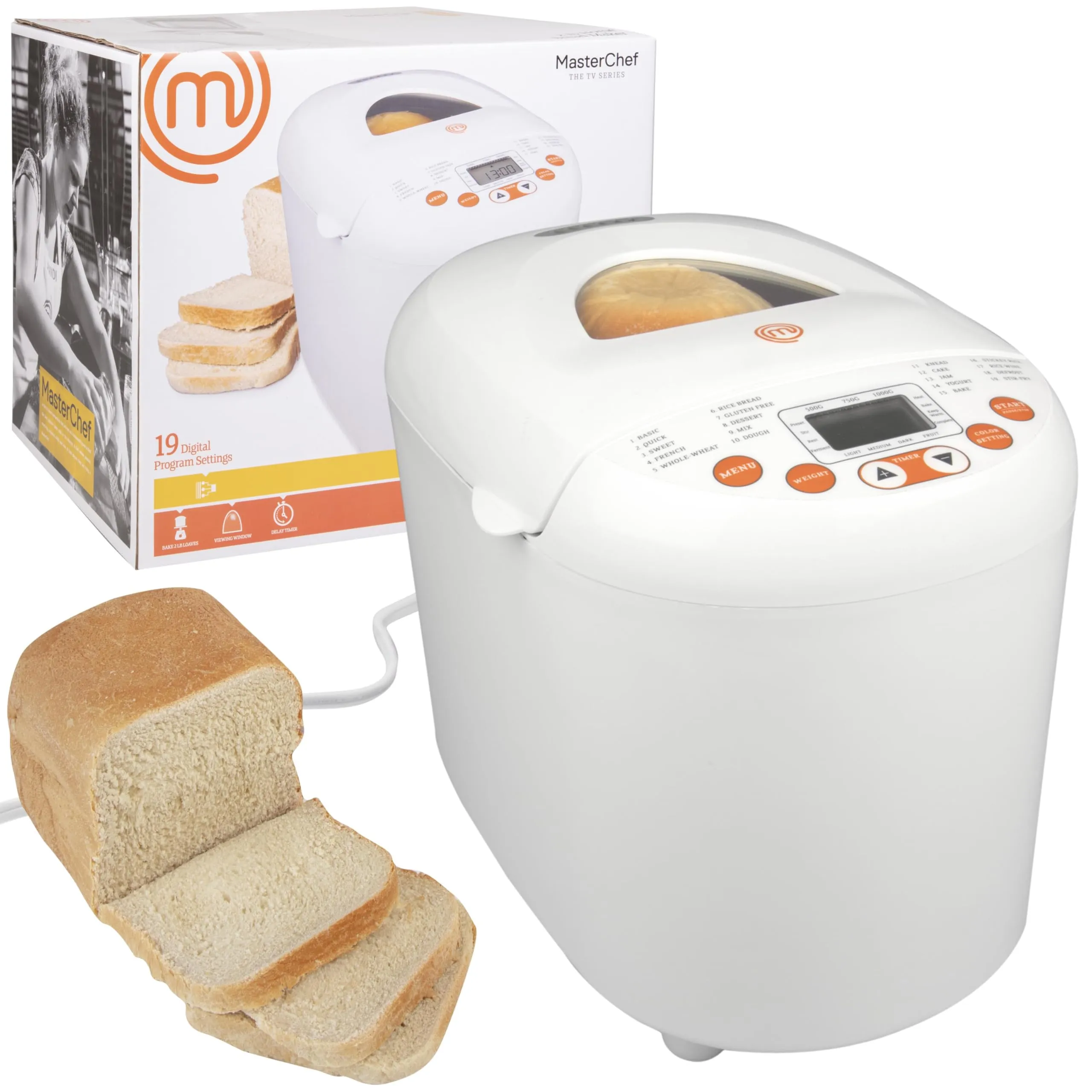 MasterChef Digital Bread Maker 2-Pound Programmable Machine with 19 Settings & 13-Hour Timer