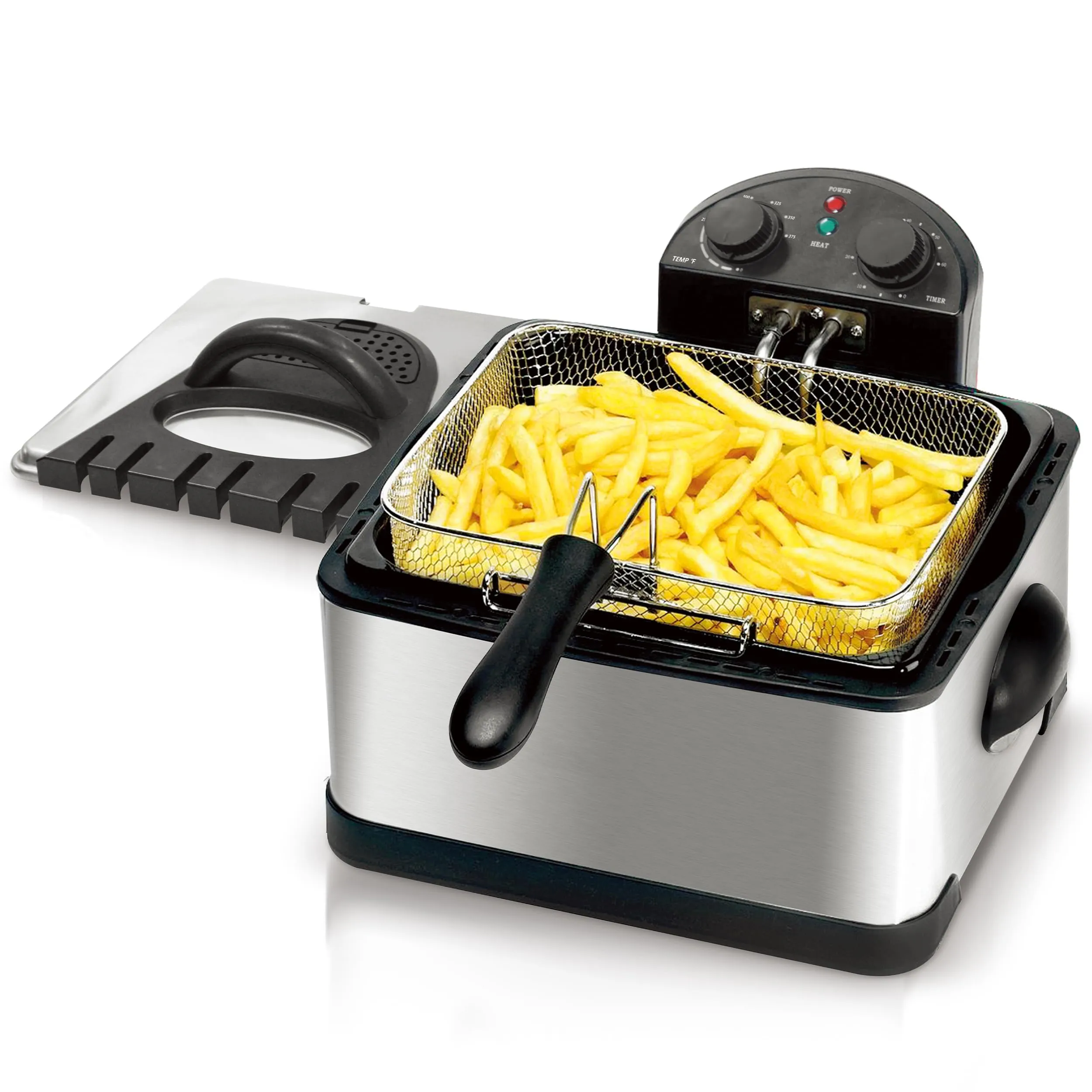 MegaChef 4.23 Quart Electric Deep Fryer with Temperature Control, Timer & Non-Stick Tank