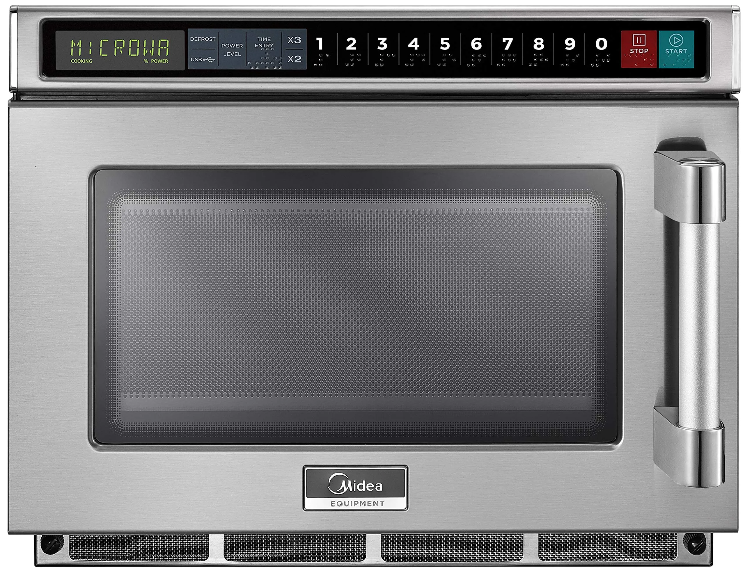 Midea 2117G1A Commercial Microwave 2100 Watts Stainless Steel 0.6 Cu. Ft. Large Capacity