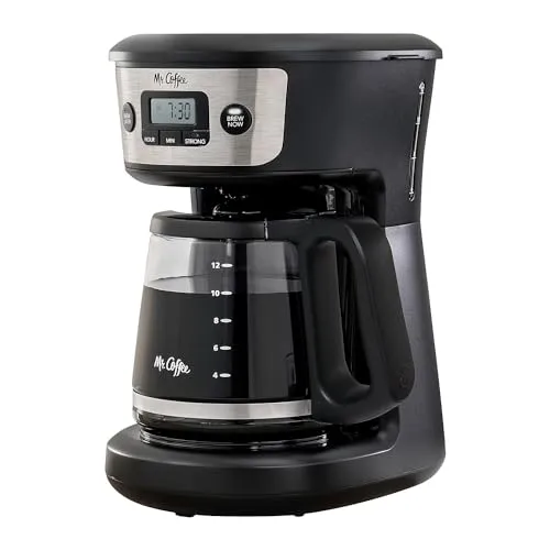 Mr. Coffee 12-Cup Automatic Coffee Maker with Strong Brew Selector, Dishwasher-Safe, Programmable