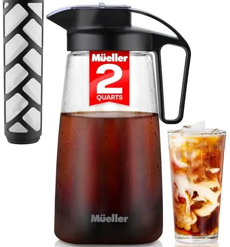 Mueller Cold Brew Coffee Maker 2-Quart Tritan Pitcher Iced Coffee and Tea Brewer