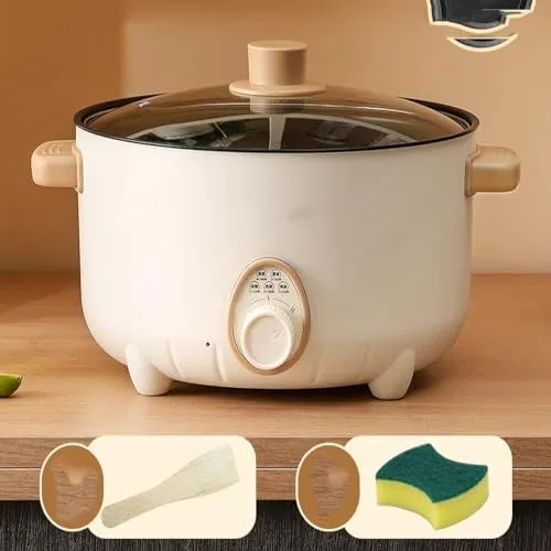 Multi-functional Small Electric Pot - Smart Cooker with Non-Stick Liner, Steamer, and Timer