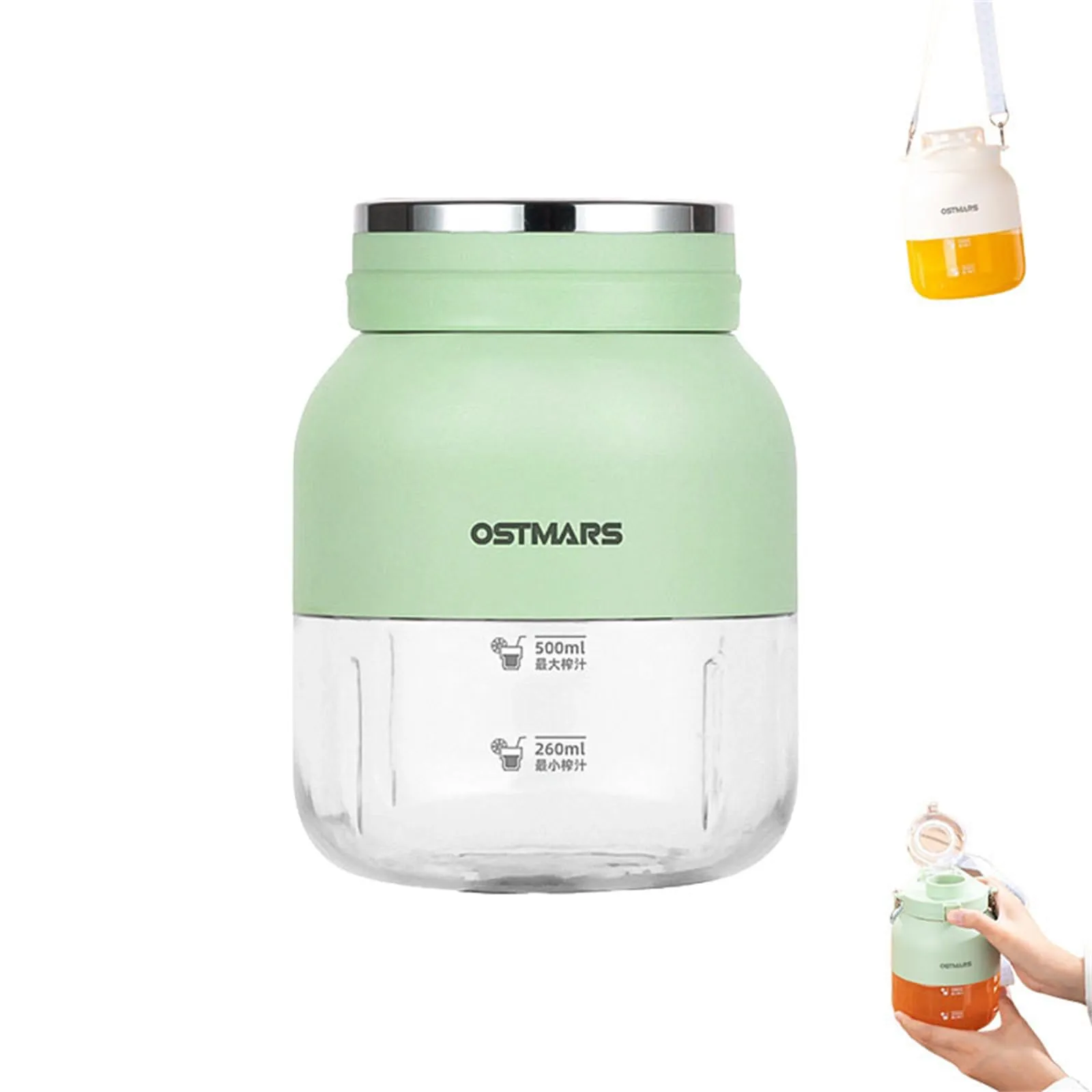 Multi-Purpose Large Capacity Juicing Bottle, Ostmars Portable Blender with Straw - Green