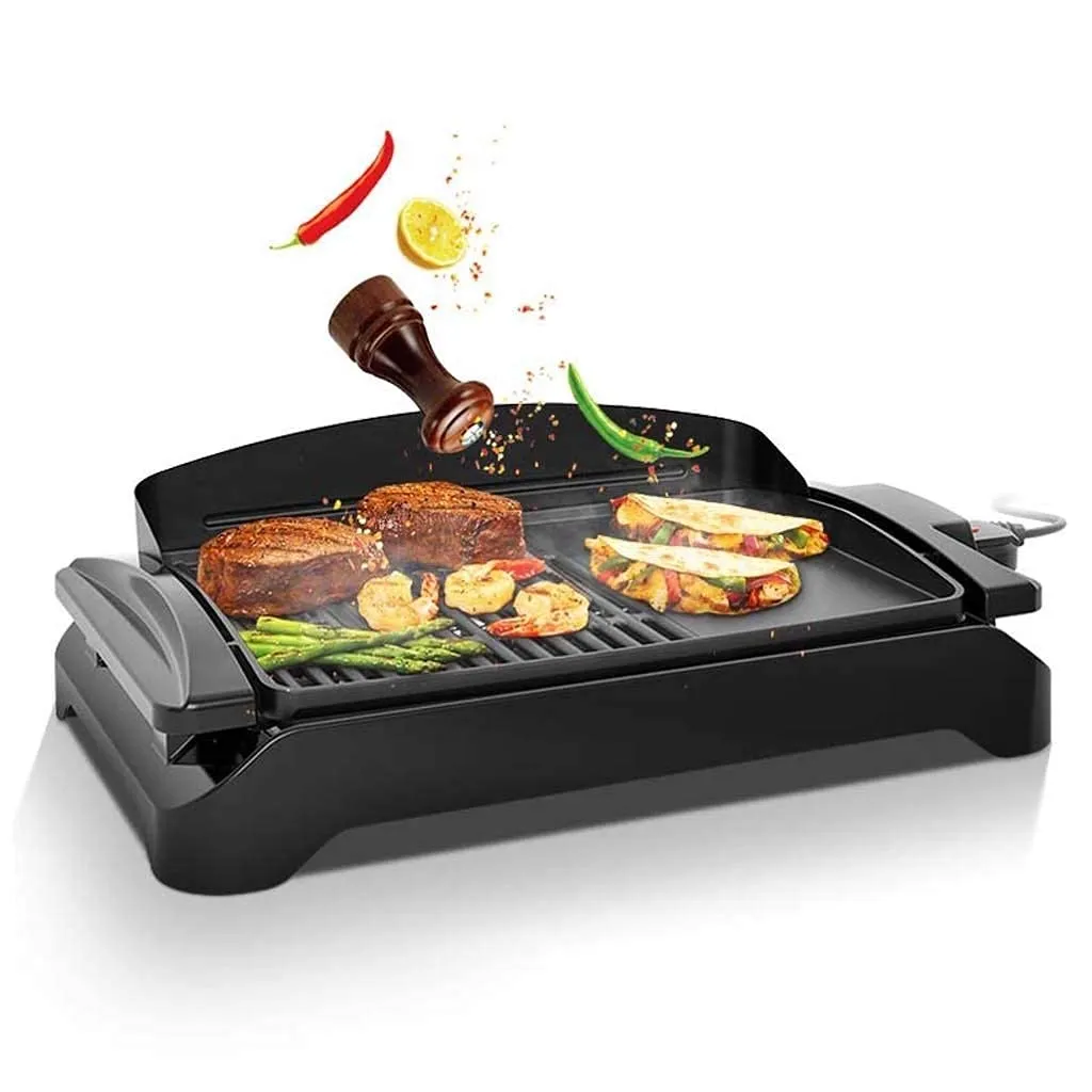 Multifunction Electric Barbecue Grill 1800W, Smokeless Non-Stick Korean Style with Adjustable Thermostat