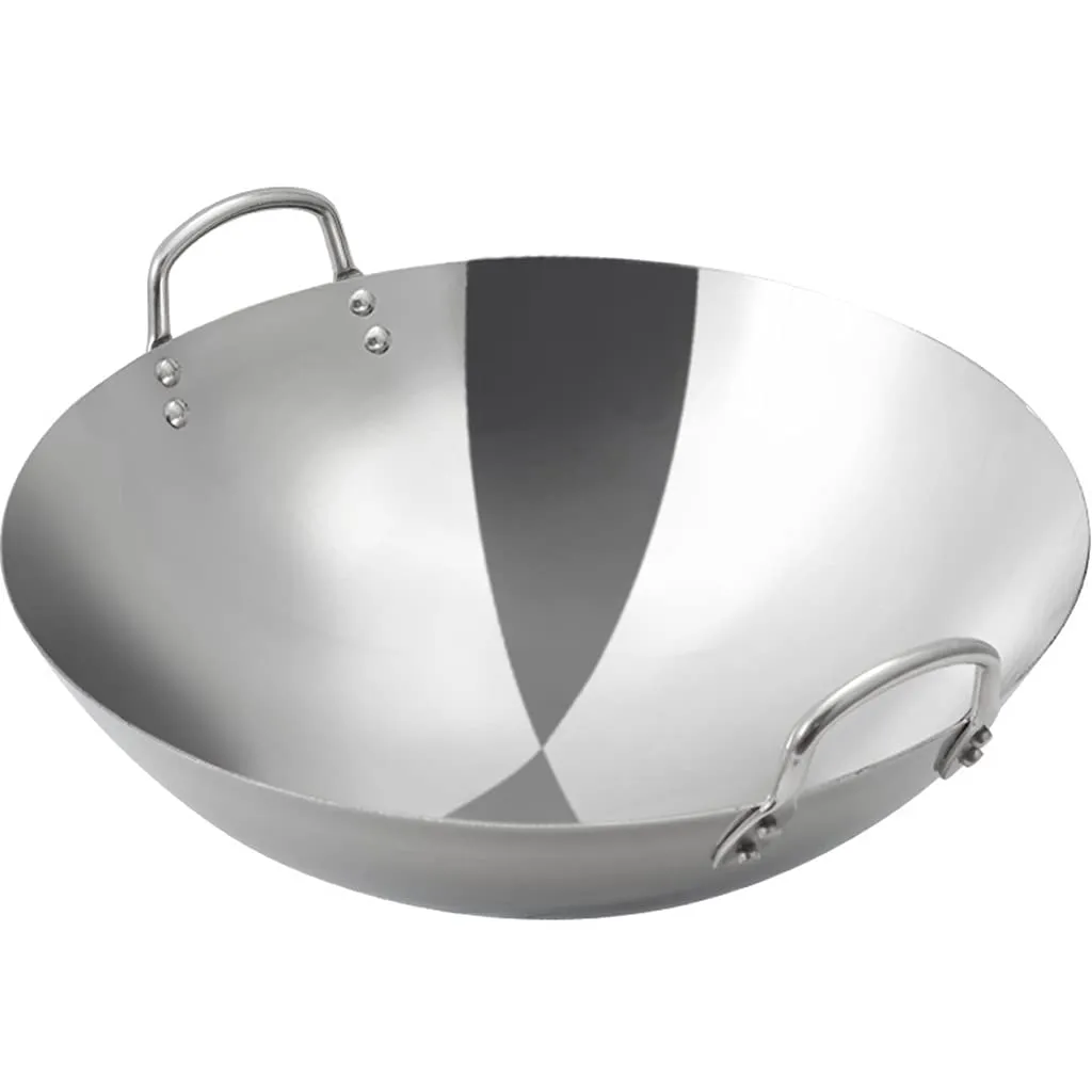 Multipurpose 50cm-65cm Stainless Steel Wok Non-Stick, Fast Heat Conduction, Commercial Chinese Style